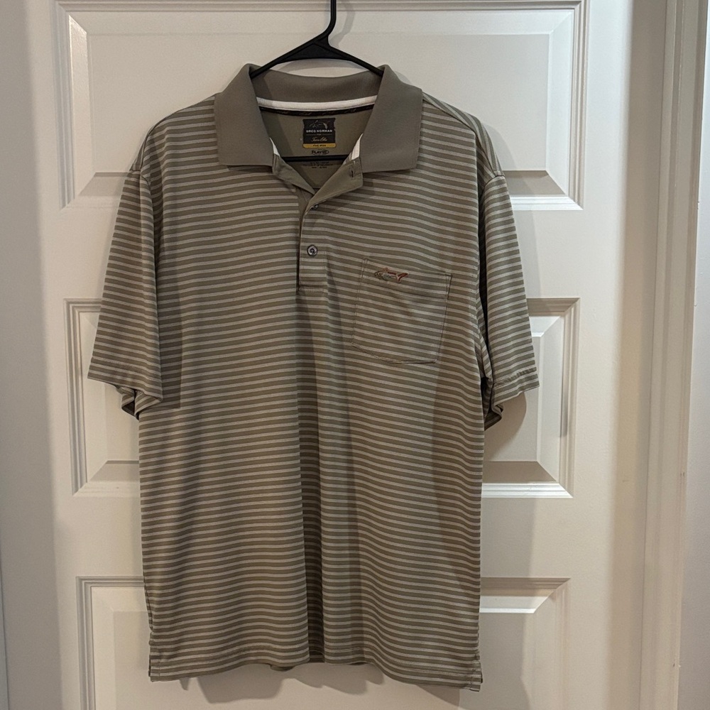Greg Norman for Tasso Elba Men's Polo Shirt - Taupe Stripes